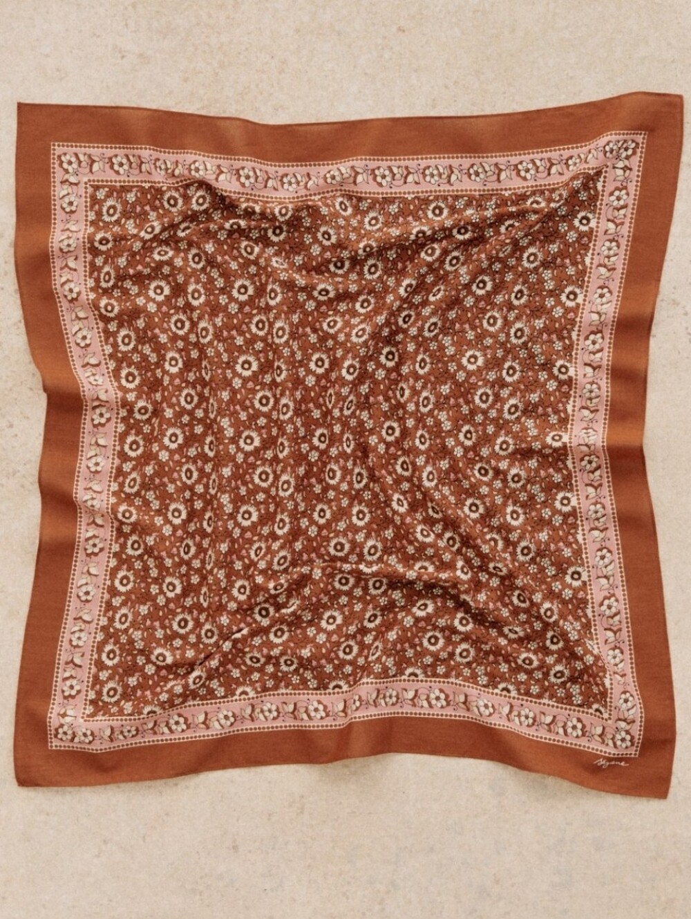 Nwt! Sezane Augustin Large Square Scarf Floral Vintage Cafe